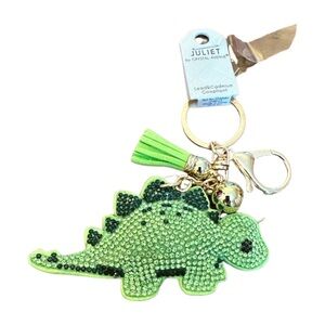 Green Dinosaur Keychain with Rhinestones